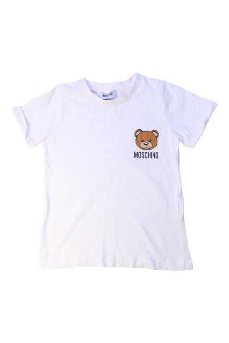 A White Short Sleeve T Shirts from Moschino in size 6T for boy. (Front View)