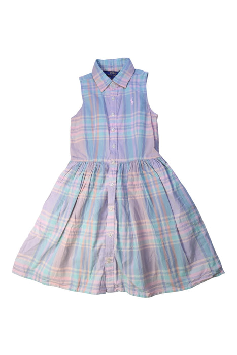 A Blue Sleeveless Dresses from Polo Ralph Lauren in size 7Y for girl. (Front View)