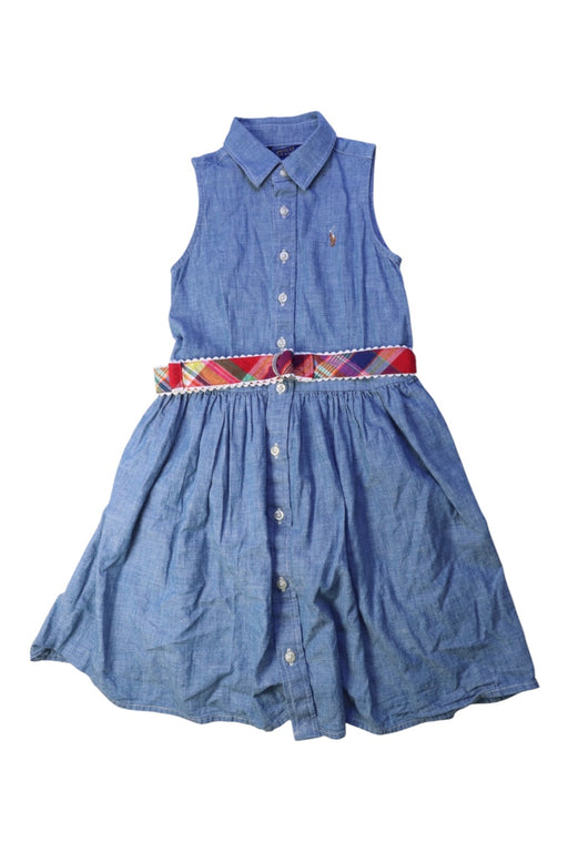 A Blue Sleeveless Dresses from Polo Ralph Lauren in size 7Y for girl. (Front View)
