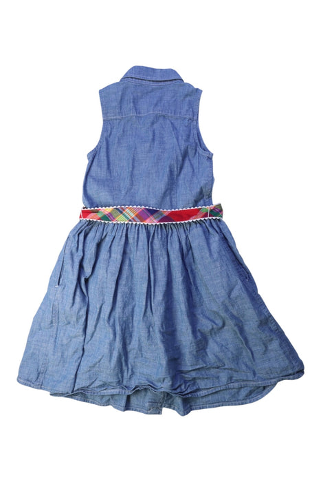 A Blue Sleeveless Dresses from Polo Ralph Lauren in size 7Y for girl. (Back View)