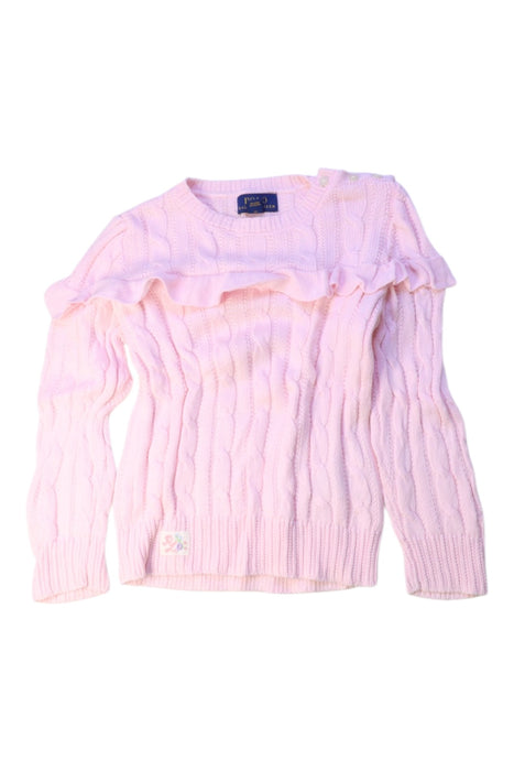A Pink Knit Sweaters from Polo Ralph Lauren in size 4T for girl. (Front View)