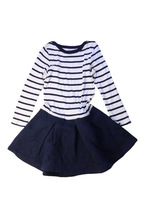 A Navy Long Sleeve Dresses from Petit Bateau in size 4T for girl. (Front View)