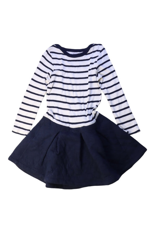 A Navy Long Sleeve Dresses from Petit Bateau in size 4T for girl. (Front View)