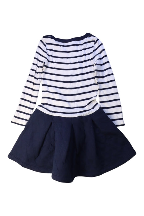 A Navy Long Sleeve Dresses from Petit Bateau in size 4T for girl. (Back View)