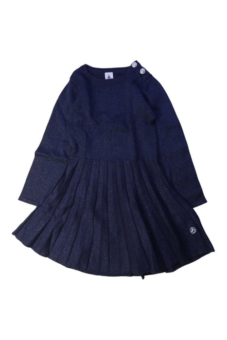 A Navy Sweater Dresses from Petit Bateau in size 4T for girl. (Front View)