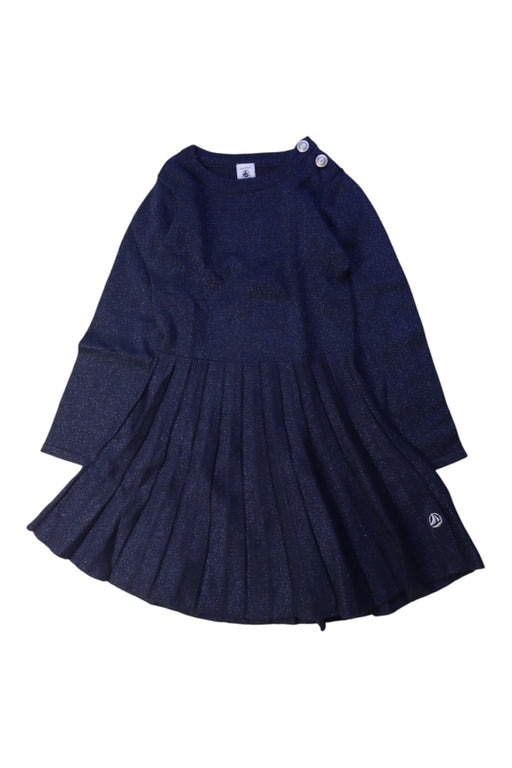 A Navy Sweater Dresses from Petit Bateau in size 4T for girl. (Front View)
