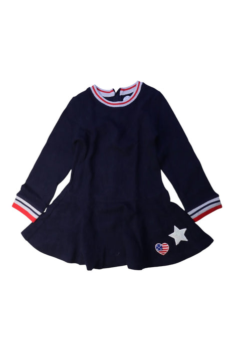 A Navy Long Sleeve Dresses from Kingkow in size 4T for girl. (Front View)