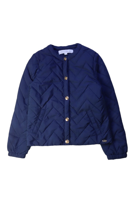 A Navy Puffer/Quilted Jackets from Tartine et Chocolat in size 6T for girl. (Front View)