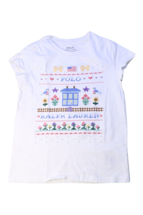 A White Short Sleeve T Shirts from Polo Ralph Lauren in size 7Y for girl. (Front View)