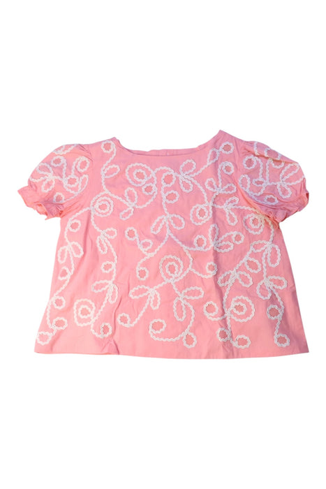 A Pink Short Sleeve Tops from Bonpoint in size 6T for girl. (Front View)