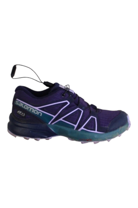 A Purple Sneakers from Salomon in size 6T for girl. (Front View)
