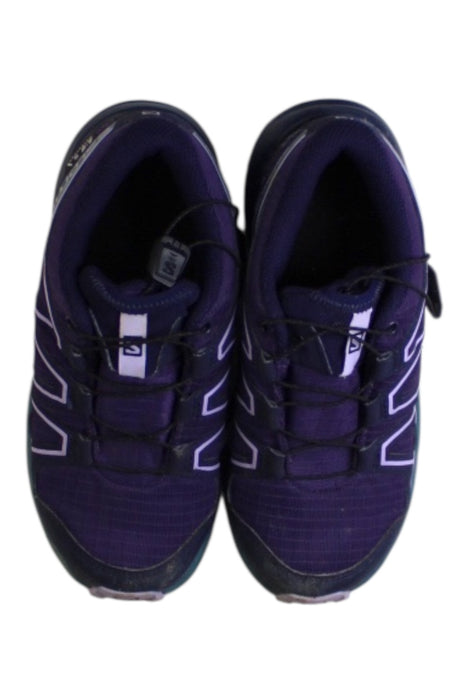 A Purple Sneakers from Salomon in size 6T for girl. (Back View)