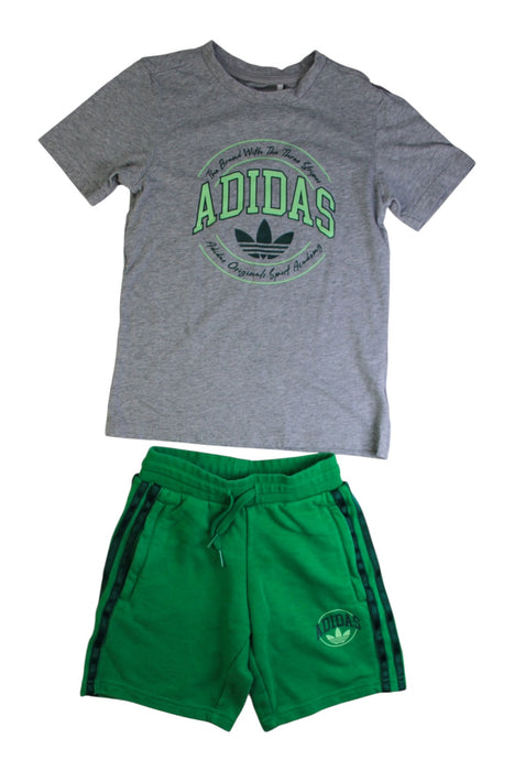 A Grey Shorts Sets from Adidas in size 7Y for boy. (Front View)