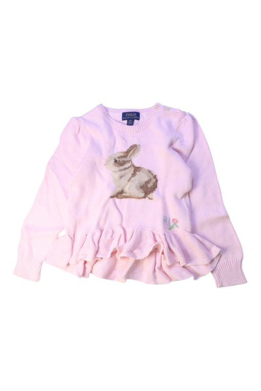 A Pink Long Sleeve Tops from Polo Ralph Lauren in size 4T for girl. (Front View)