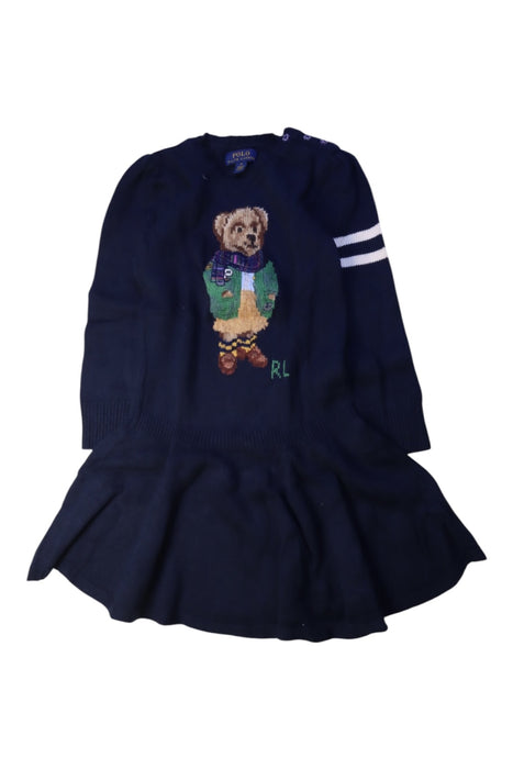 A Navy Sweater Dresses from Polo Ralph Lauren in size 4T for girl. (Front View)