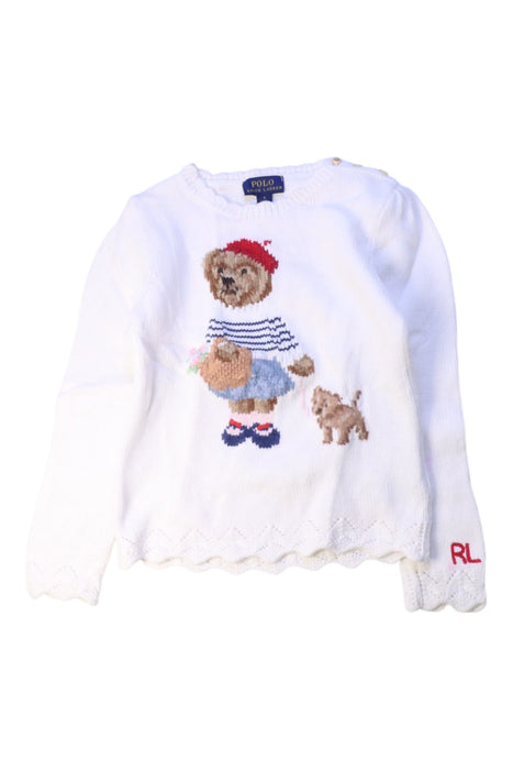 A White Knit Sweaters from Polo Ralph Lauren in size 5T for girl. (Front View)