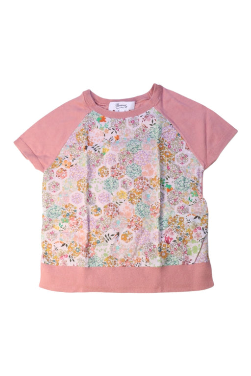 A Pink Short Sleeve Tops from Bonpoint in size 6T for girl. (Front View)