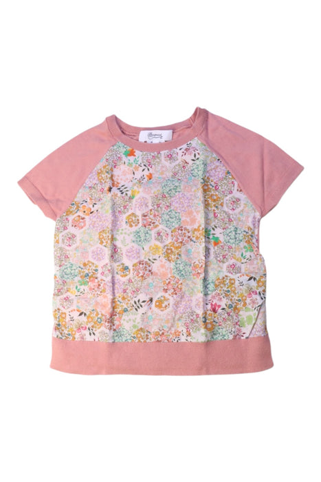 A Pink Short Sleeve Tops from Bonpoint in size 6T for girl. (Front View)