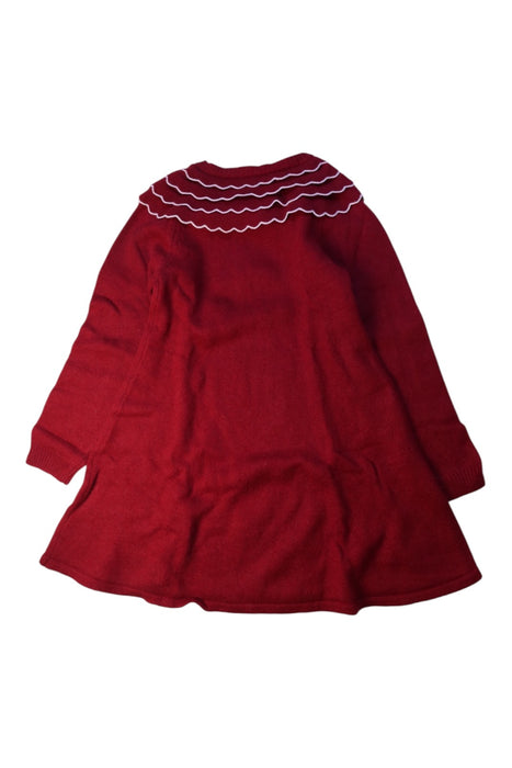 A Red Long Sleeve Dresses from Jacadi in size 6T for girl. (Front View)