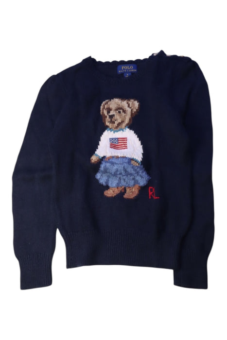 A Navy Knit Sweaters from Polo Ralph Lauren in size 6T for girl. (Front View)