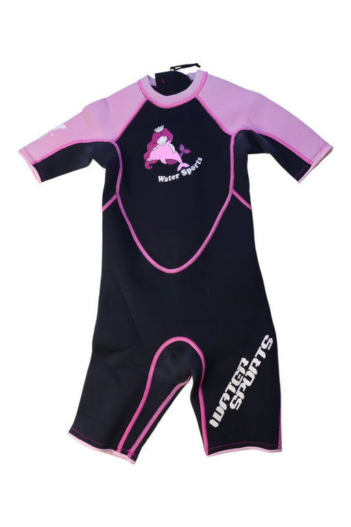 A Black Wetsuits from Watersports in size 6T for girl. (Front View)