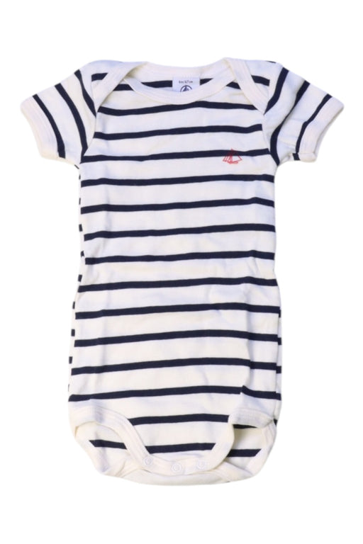 A Navy Short Sleeve Bodysuits from Petit Bateau in size 3-6M for boy. (Front View)