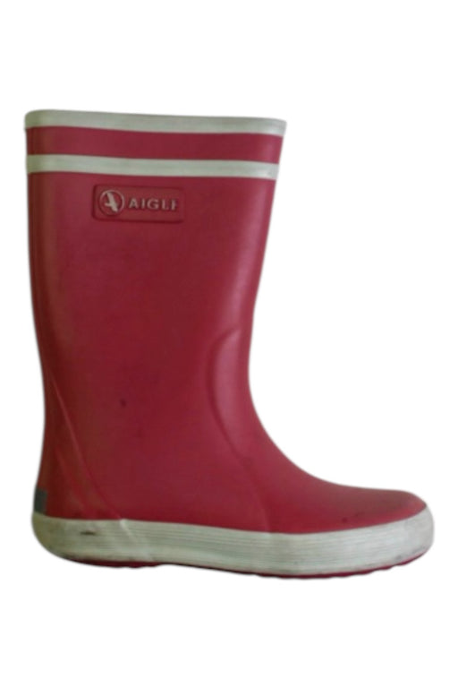 A Red Rain Boots from Aigle in size 3T for girl. (Front View)