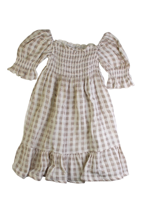 A Beige Short Sleeve Dresses from Nothing Fits But in size 12-18M for girl. (Front View)