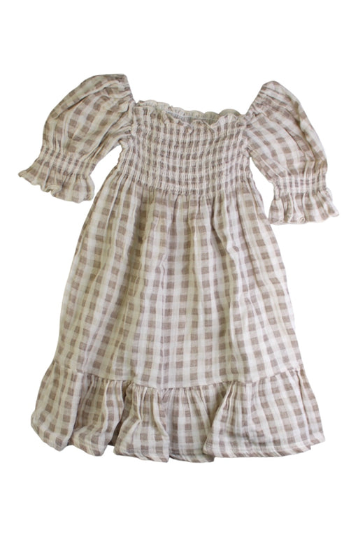 A Beige Short Sleeve Dresses from Nothing Fits But in size 12-18M for girl. (Front View)