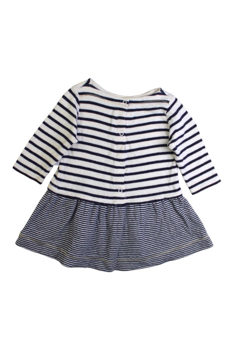 A Navy Long Sleeve Dresses from Petit Bateau in size 3-6M for girl. (Back View)