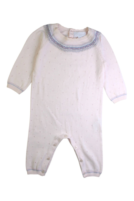 A White Long Sleeve Rompers from The Little White Company in size 6-12M for girl. (Front View)