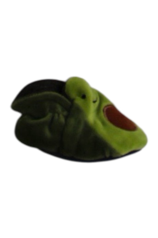 A Green Slippers from Jellycat in size 0-3M for neutral. (Front View)