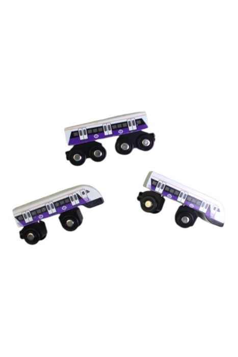 A Purple Cars Trucks Trains & Remote Control from Bigjigs in size O/S for neutral. (Front View)