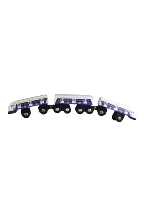 A Purple Cars Trucks Trains & Remote Control from Bigjigs in size O/S for neutral. (Back View)