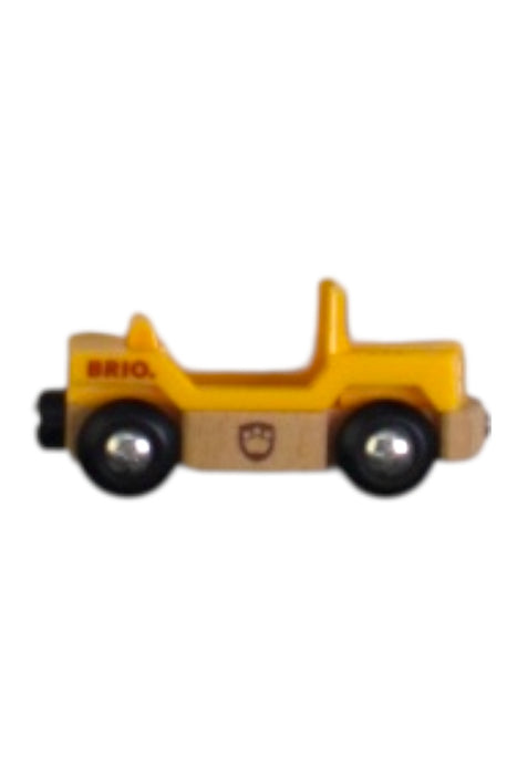A Yellow Cars Trucks Trains & Remote Control from Brio in size O/S for neutral. (Front View)
