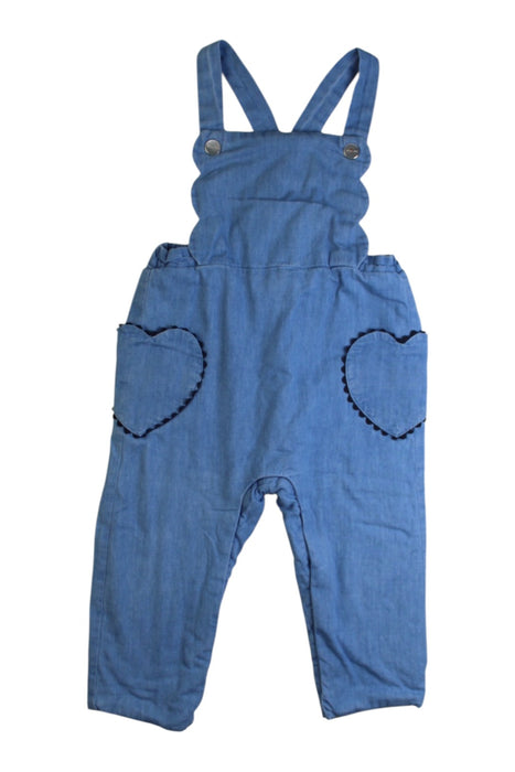 A Blue Long Overalls from Jacadi in size 12-18M for girl. (Front View)