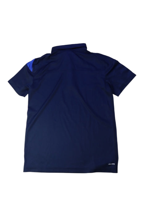 A Navy Short Sleeve Polos from Adidas in size 10Y for boy. (Back View)