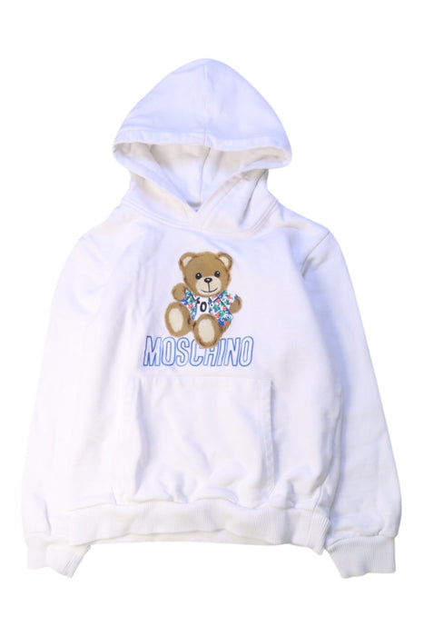 A White Hooded Sweatshirts from Moschino in size 8Y for boy. (Front View)