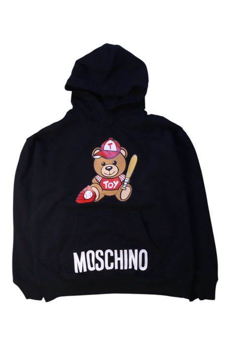A Black Hooded Sweatshirts from Moschino in size 10Y for boy. (Front View)