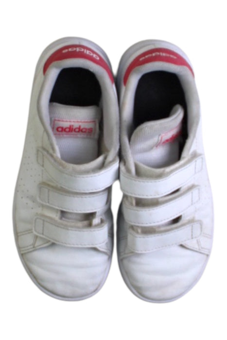 A White Sneakers from Adidas in size 6T for girl. (Back View)