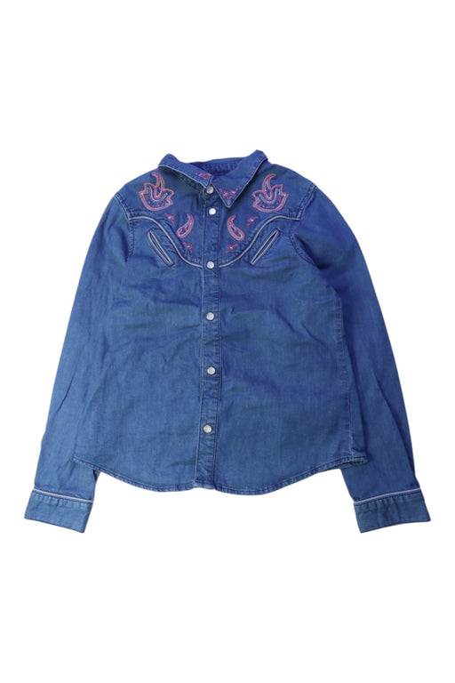 A Blue Long Sleeve Shirts from Bonpoint in size 8Y for girl. (Front View)