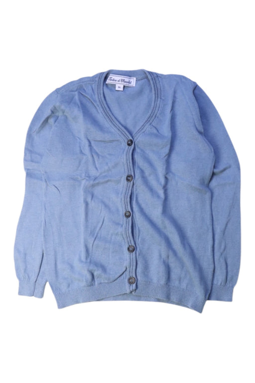 A Blue Cardigans from Tartine et Chocolat in size 8Y for girl. (Front View)