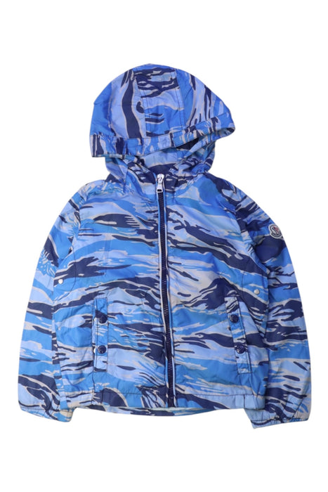 A Blue Lightweight Jackets from Moncler in size 3T for neutral. (Front View)