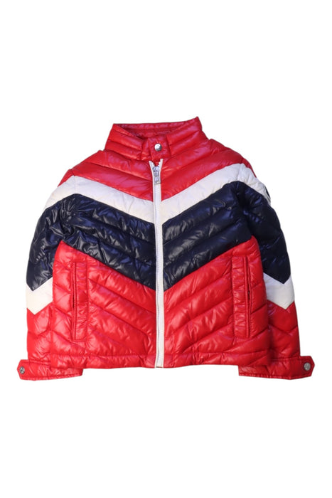A Red Puffer/Quilted Jackets from Moncler in size 4T for neutral. (Front View)