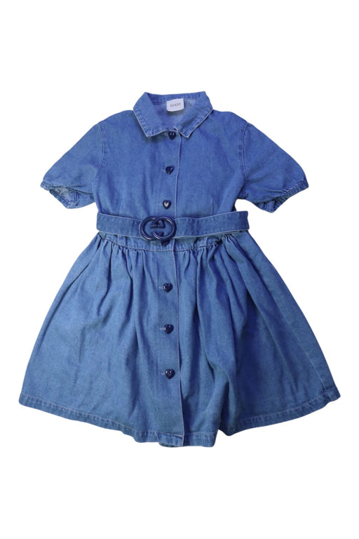 A Blue Short Sleeve Dresses from Gucci in size 5T for girl. (Front View)
