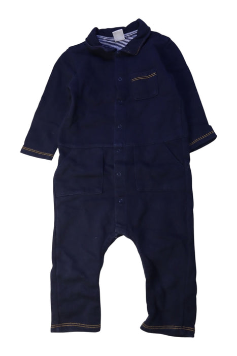 A Navy Long Overalls from Petit Bateau in size 2T for girl. (Front View)