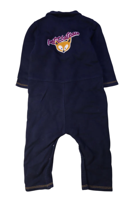 A Navy Long Overalls from Petit Bateau in size 2T for girl. (Back View)