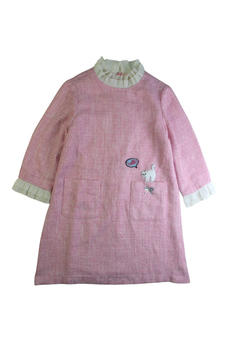 A Pink Long Sleeve Dresses from Momonittu in size 8Y for girl. (Front View)