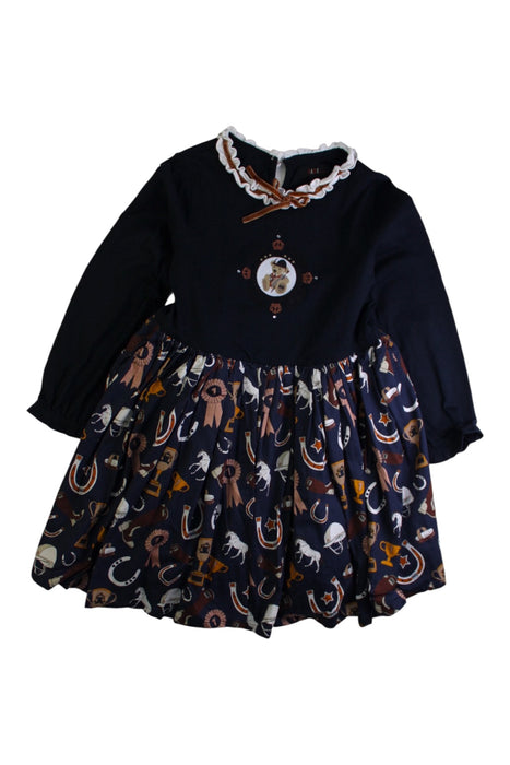 A Multicolour Long Sleeve Dresses from Daks in size 7Y for girl. (Front View)