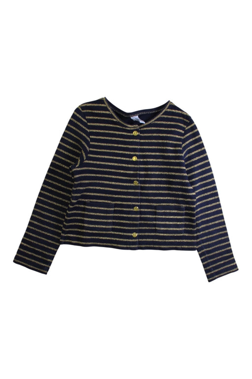 A Navy Buttoned Sweatshirts from Petit Bateau in size 6T for girl. (Front View)